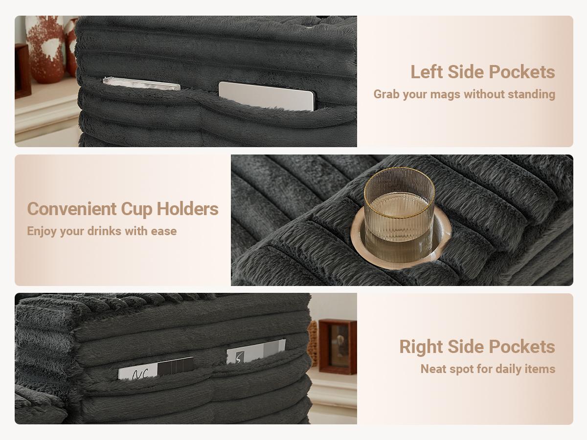 Amsleekey Oversized Corduroy Lounge Chair – Extra Deep Chaise Sofa for Reading, Napping & Living Room Relaxing