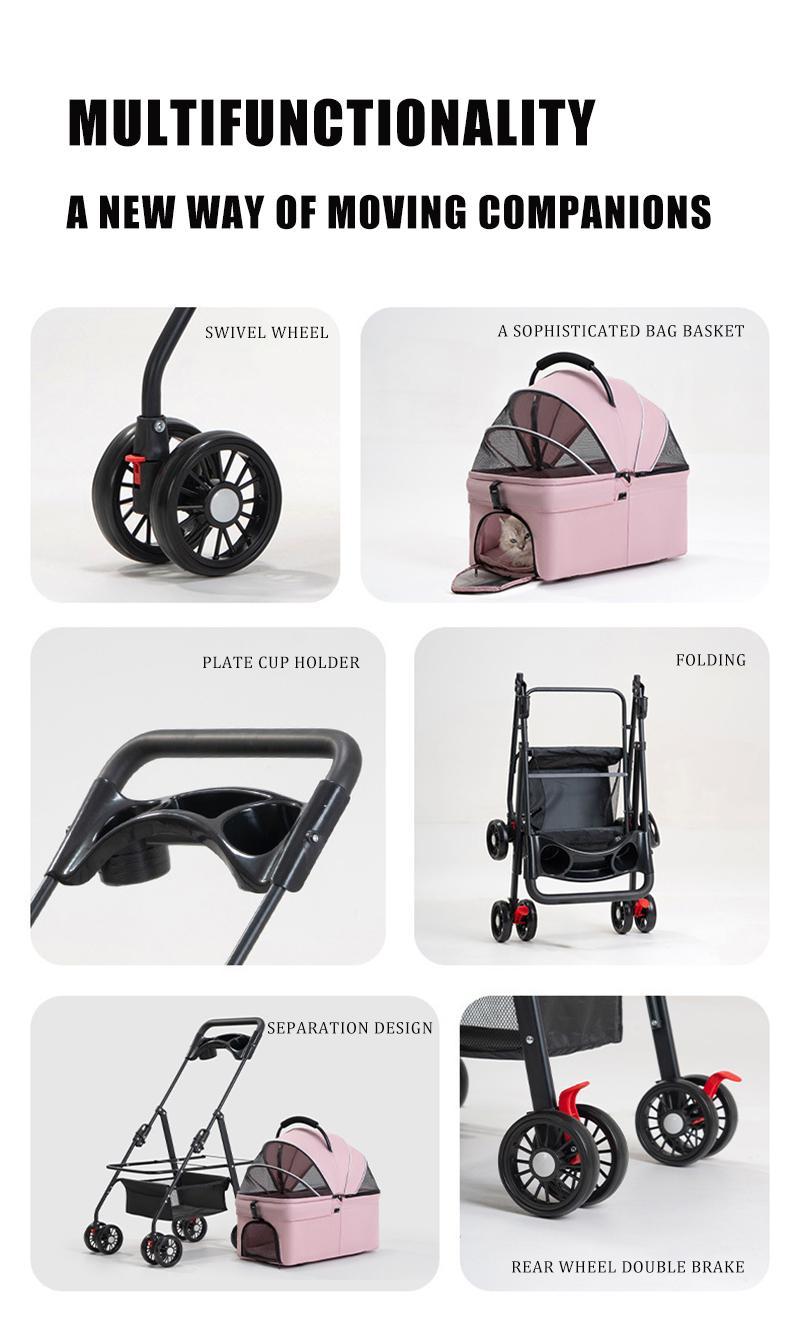 Pawzseek Pet Stroller for Cats and Dogs - Foldable Outdoor Animal Carrier with Sun-Rain Cover, Breathable Mesh Panel, Storage Bag self heating bed