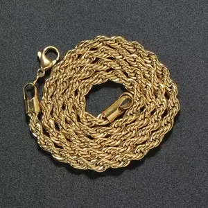 Plated Rope Chain Necklace for Women andMen,Upgraded Shine, Faceted Cut, Tarnish-Free, Goldstone necklace 6mm/8mm, 24Jewelry