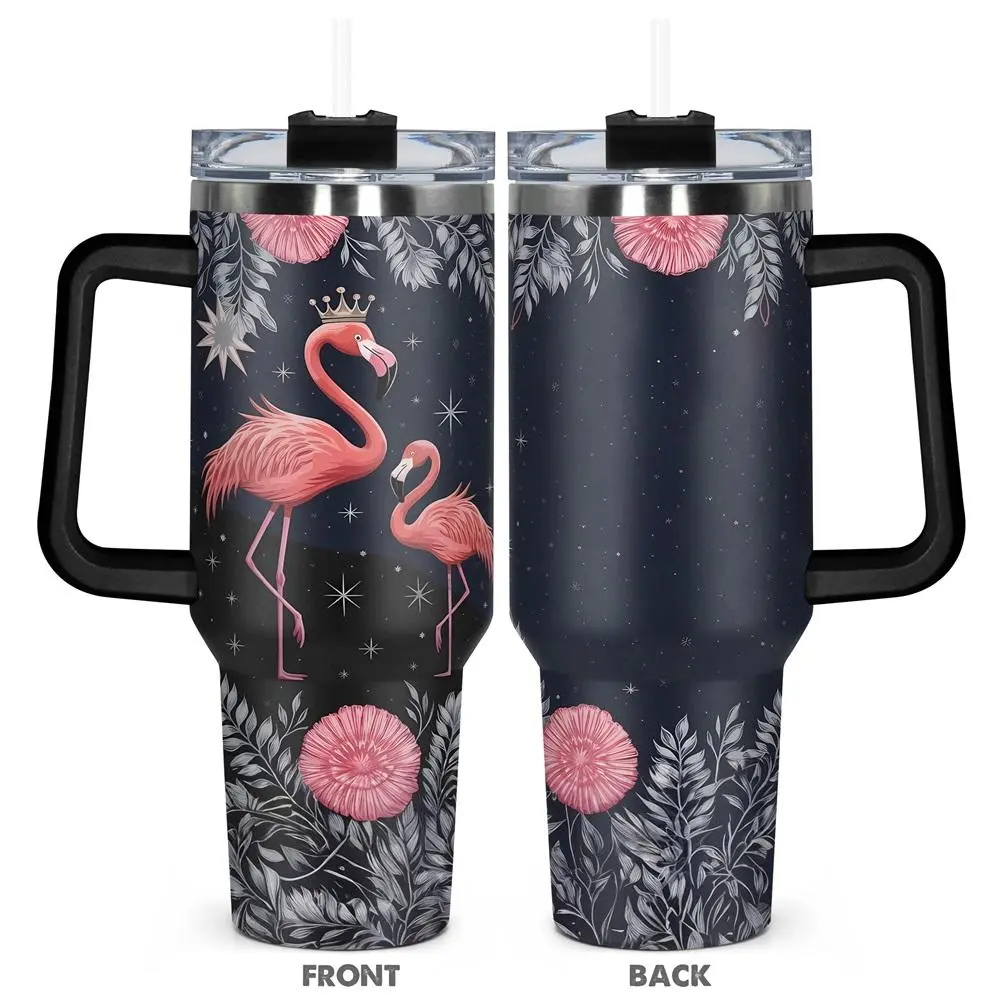 Flamingo Pattern Tumbler, 1 Count Stainless Steel Water Bottle, Insulated and Durable Water Cup for Birthdays, Holidays, Teachers, and Coworkers, Drinkware