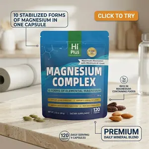 HiPlus Magnesium Complex 10 Essential Magnesium Supplement 1200mg Supports Overall Vitality and Daily Well-being, Premium Dietary Choice for Muscle Health in Your Fitness Journey, 120 Capsules