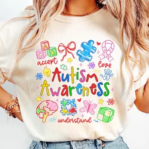 Comfort Colors Coquette Autism Doodle T-Shirt, Autism Acceptance Shirt, Autism Teacher Shirts, Autism Awareness Advocate, Special Education, Neurodiversity Tee