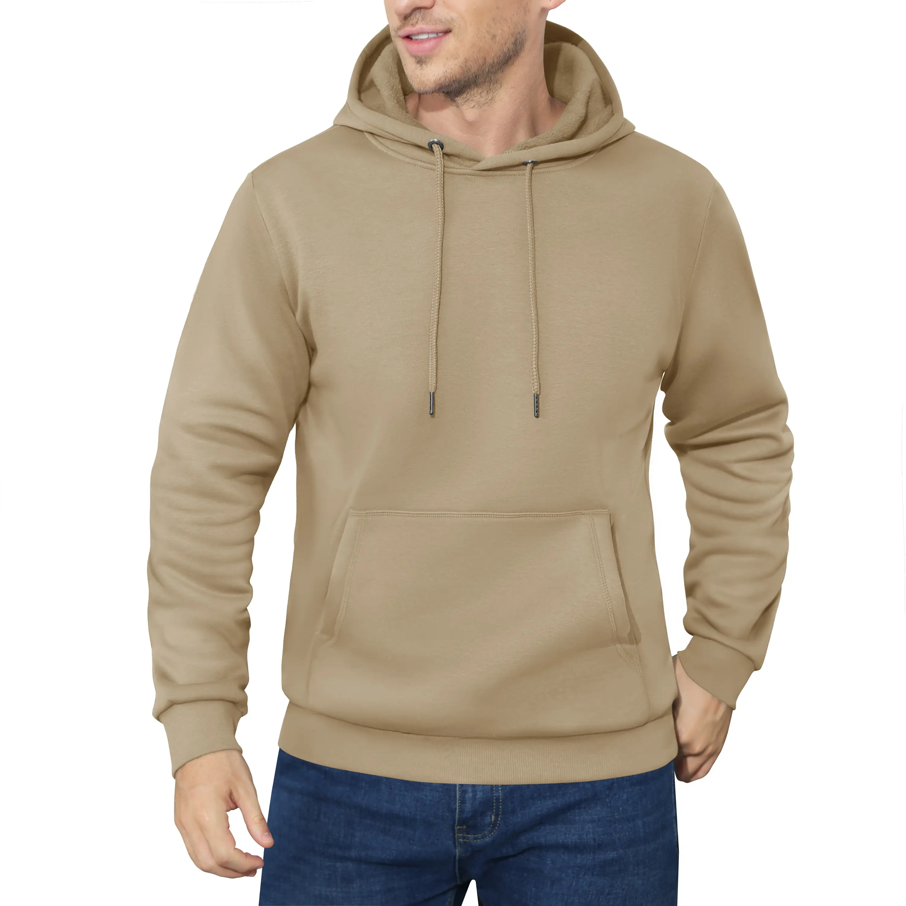 MAGCOMSEN Men's Fleece Lined Hoodie, Soft Athletic Pullover Sweatshirt with Pocket, Casual Top with Ribbed Hem for Gym Workouts, Fabric, Menswear, Cotton, Drawstring, Anti-Shrink Men's Hoodies, Activewear Men's Hoodies