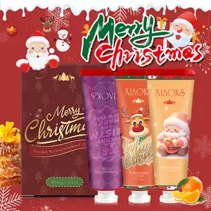 XIAOKS 3-Piece Christmas Hand Cream Gift Set - Festive Limited Edition with Santa Claus & Reindeer Designs - 90g Total Net Weight - Moisturizing & Nourishing Hand Care