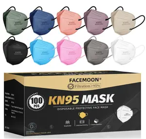 KN95 Face Masks Adults Disposable - 100 Pack KN95 Masks Protective Comfortable KN95 Masks 5-Layer KN95 Breathable Safety Face Masks & 5 Adjustable Mask Holder KN95 Masks 10 Colors