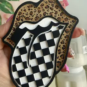 Leopard lips checkered car freshie air freshener