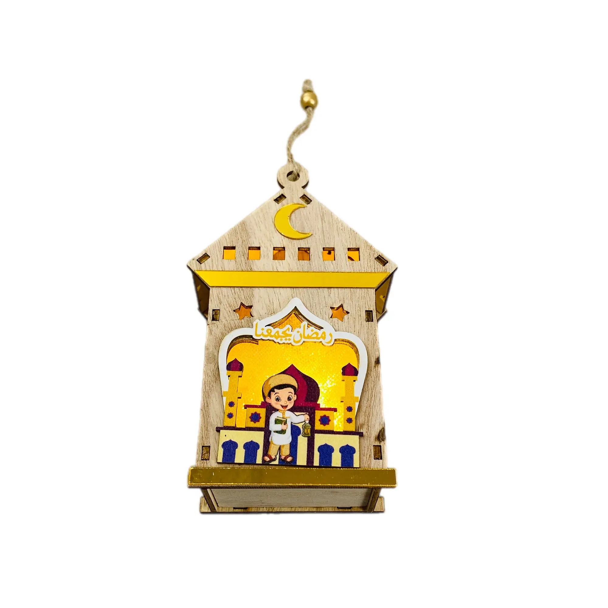 Wooden Ramadan Lantern Light Decoration  -RMD32- فانوس ضوئي خشب رمضان