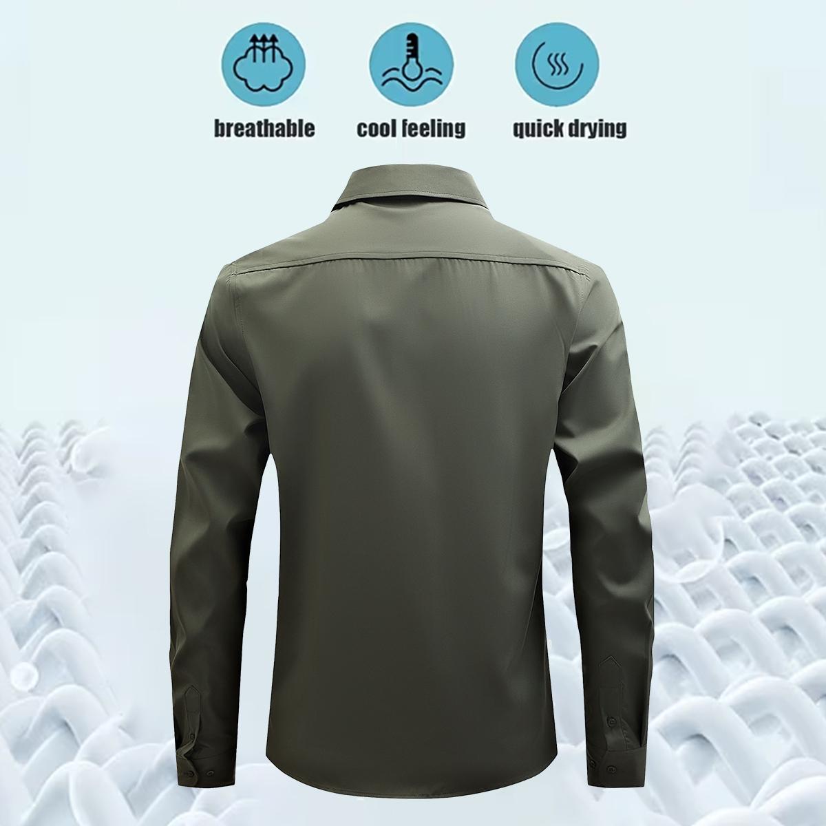 Pack of 6 Men's Solid Dress Shirts with Long Sleeves and Fine Gemtone Buttons, Available in Multiple Colors, Perfect for Work and Casual Wear