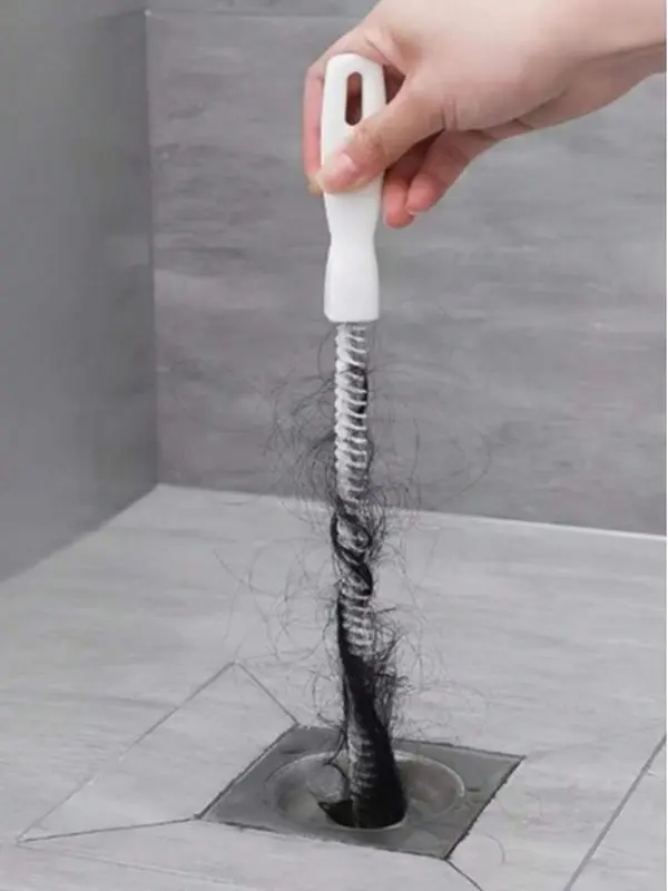 Drain Clog Remover Hair Tool with Flexible Tip Cleaner + Brush - Multi-Drain Use for Sinks, Showers, Bathtubs, Kitchen, Bathroom