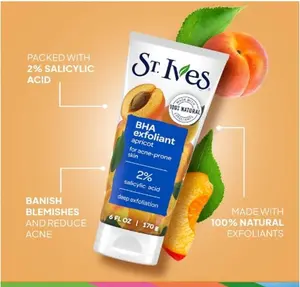 St. Ives Apricot Acne Control Face Scrub with 2% Salicylic Acid & Apricot Extract for Deep Exfoliation & Soft Skin Care 6 FL OZ