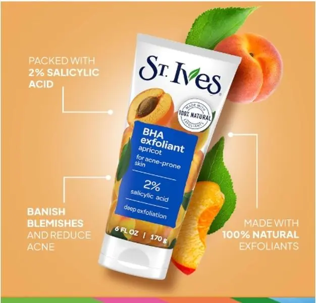 St. Ives Anti-Acne Cleanser - 2% Salicylic Acid Apricot Powder Scrub, 6 fl oz Squeeze Tube, Dermatologist-Tested for Acne-Prone Skin, Deep Cleanse Physical Exfoliant with Natural Walnut, Smoothing, Cruelty-Free, Natural Exfoliants