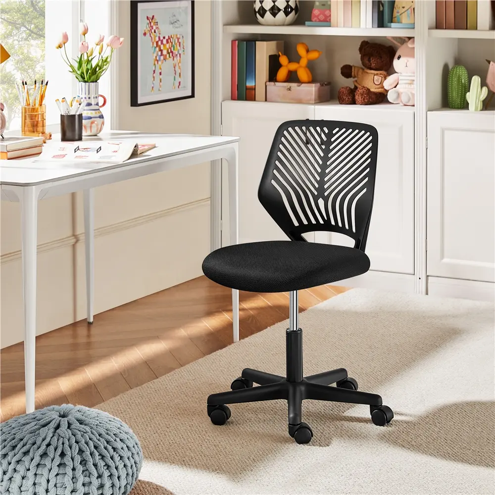 Costoffs Ergonomic Armless Computer Task Chair - S-Shaped Mesh Back, Adjustable Seat Height, 360° Rotating Swivel Base, DEHP-Free Polyester Mesh Office Desk Chair, Assembly Required for Home, Office Use, Computer Desk Chair, Mesh Covering