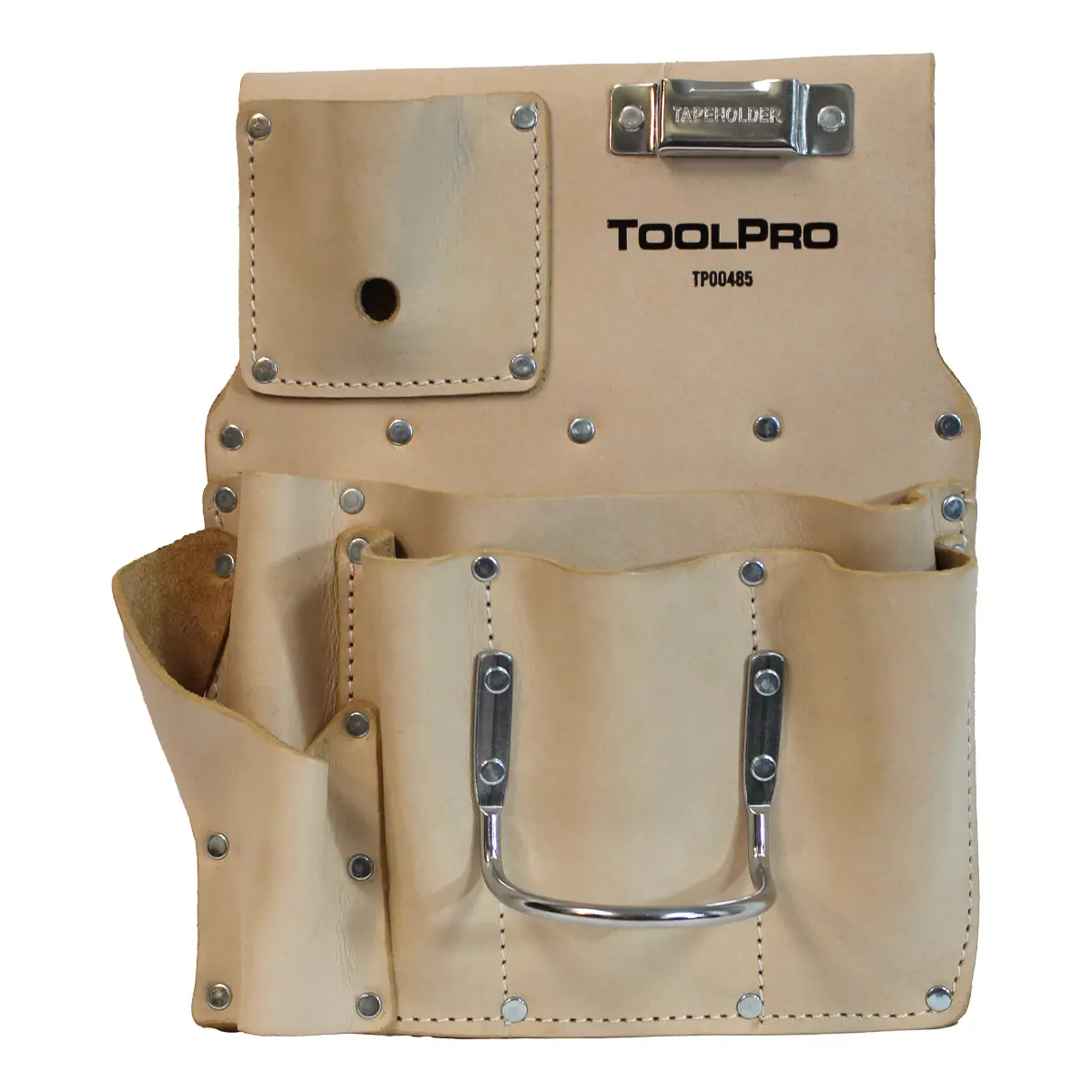 ToolPro 8-Pocket Top Grain Leather Drywall Tool Bag - Right-Handed, Professional Heavy Duty Tool Organizer, Heavy Duty Tool Bag
