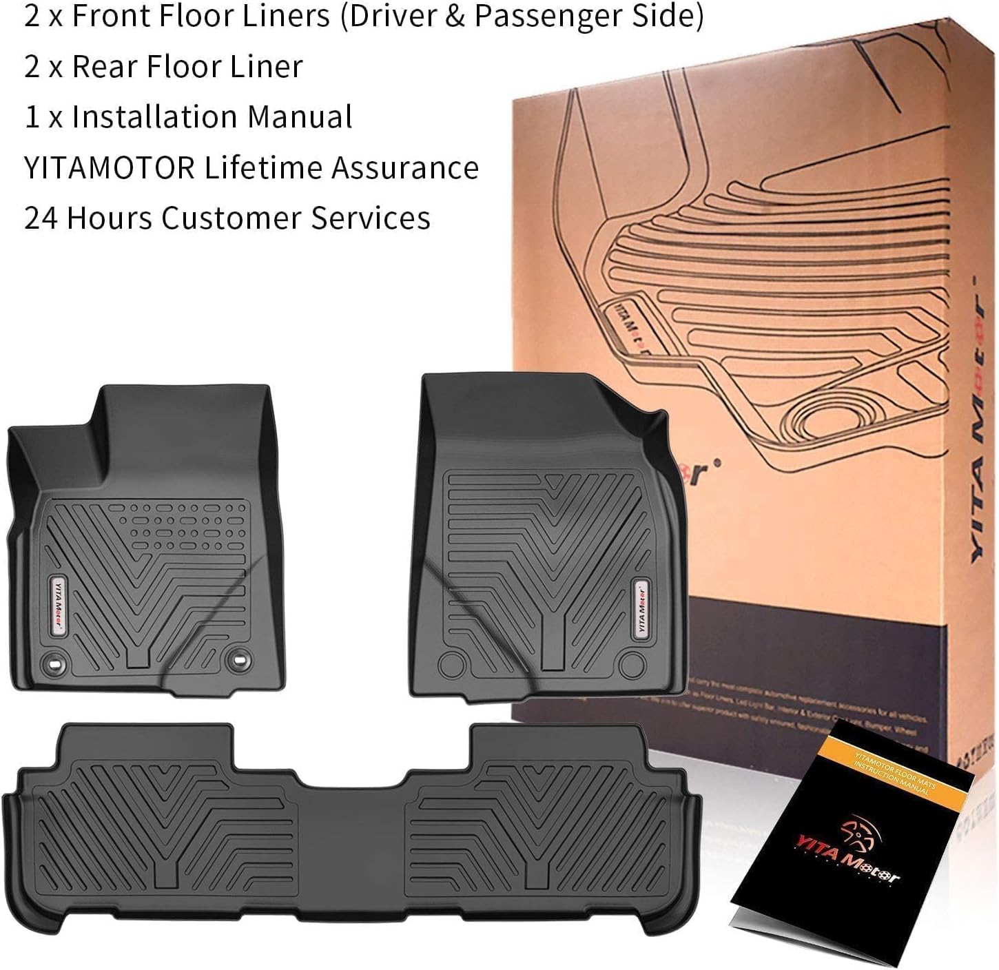 YITAMOTOR Floor Mats Compatible with Highlander, Custom Fit Floor Liners for 2014-2019 Toyota Highlander, 1st & 2nd Row YITAMOTOR Floor Mats Compatible with Highlander, Custom Fit Floor Liners for 2014-2019 Toyota Highlander, 1st & 2nd Row