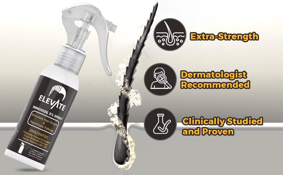Elevate 5% Minoxidil Hair Growth Spray - Extra Strength Professional Treatment Hair Loss & Hair Regrowth Stimulate Follicles for Men & Women Haircare Elevate 5% Minoxidil Hair Growth Spray - Extra Strength Professional Treatment Hair Loss & Hair Regrowth Stimulate Follicles for Men & Women Haircare