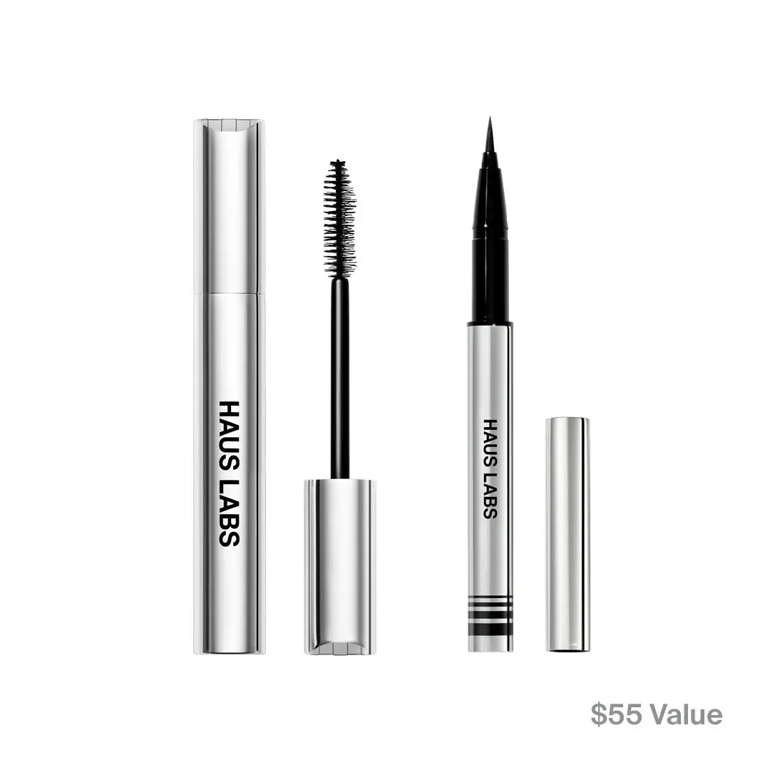 HAUS LABS Mascara & Liquid Eyeliner Duo | Volumizing Mascara & Clear Cut Long-Lasting Liquid Eyeliner