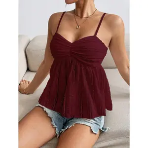 Women Solid Color Ruffle Hem Fashionable Camisole For New Year Clothes