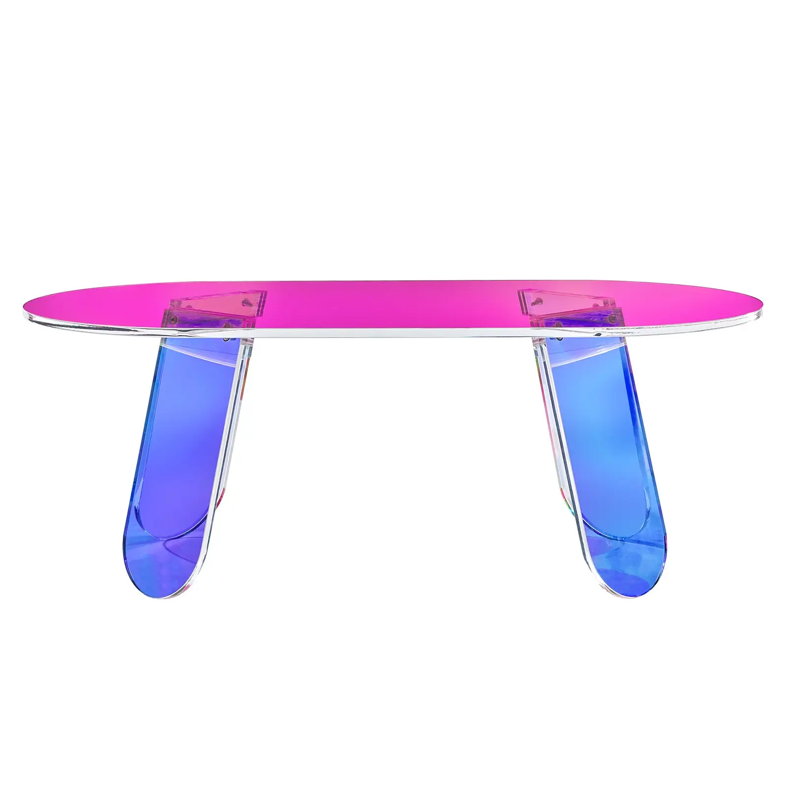 Iridescent Acrylic Coffee Side Table - 37.4x19.7x13.8 in, 0.5 in/12 mm Thick, 19.8 lbs, Colorful Design for Living Room, Courtyard, Tool Organization & Storage