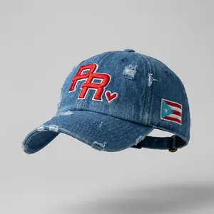 Puerto Rico Unisex Premium Cotton Snapback Baseball Cap, Camouflage Brim, Embroidered PR Logo, Dry Clean Only, Ideal Mens Gift