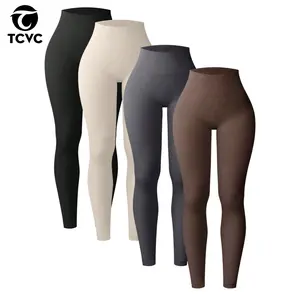 TCVC 4 Packs Ribbed Seamless Leggings For Women-High Waisted TummyControl Butt Lifting Yoga Pants For Workout Athletic Running Cycling YogaPickleball Exercise Casual