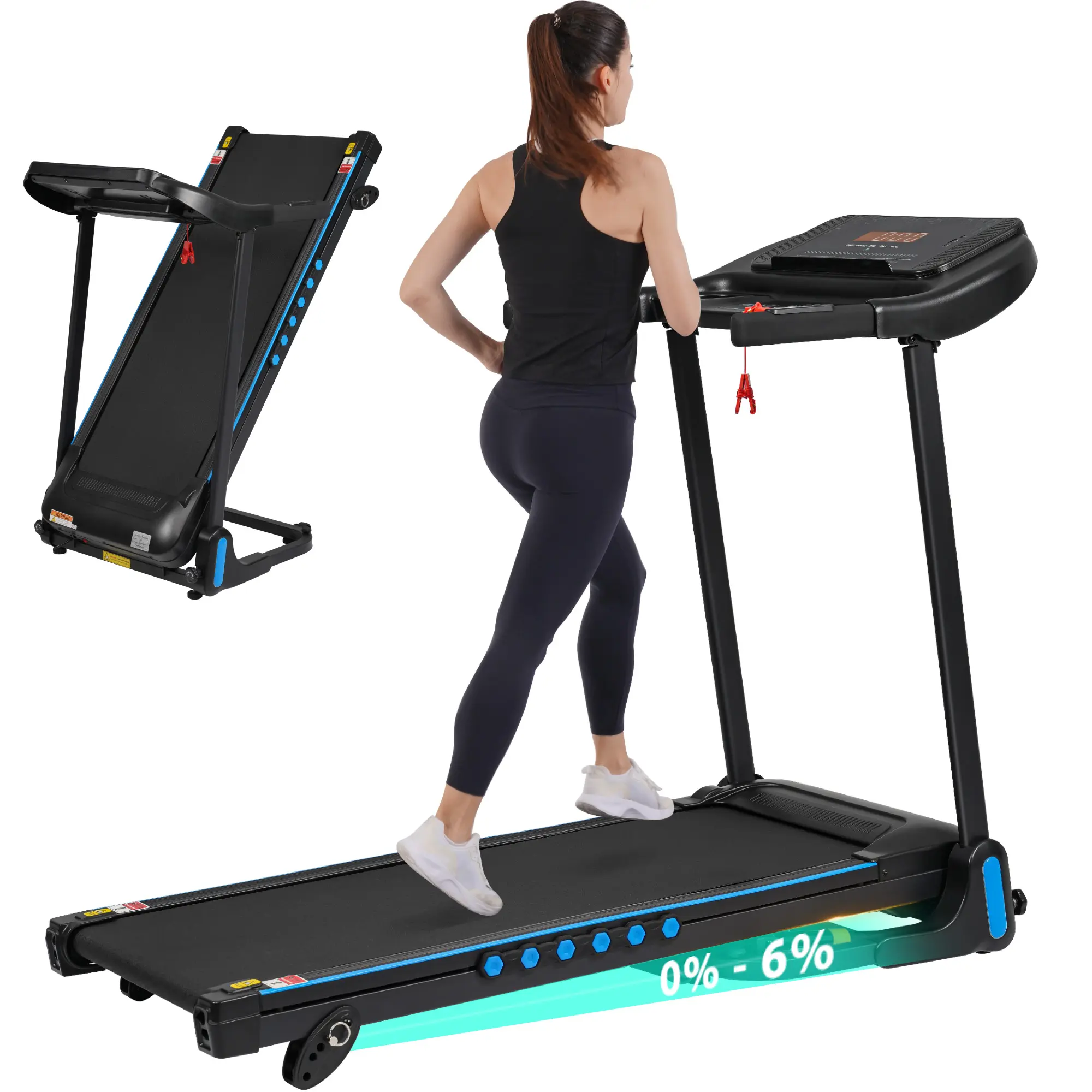 Mersco Collapsible Treadmill, Unisex Home Gym Equipment with 4-Level Manual Incline & Textured Belt, 350 LBS Capacity, Quiet 3.0 HP Motor, Bluetooth Speaker & USB-C Charging, Running, Compact, Quiet Motor, Foldable Frame, 3.0Hp Power, 43.31" Long X 15.75"
