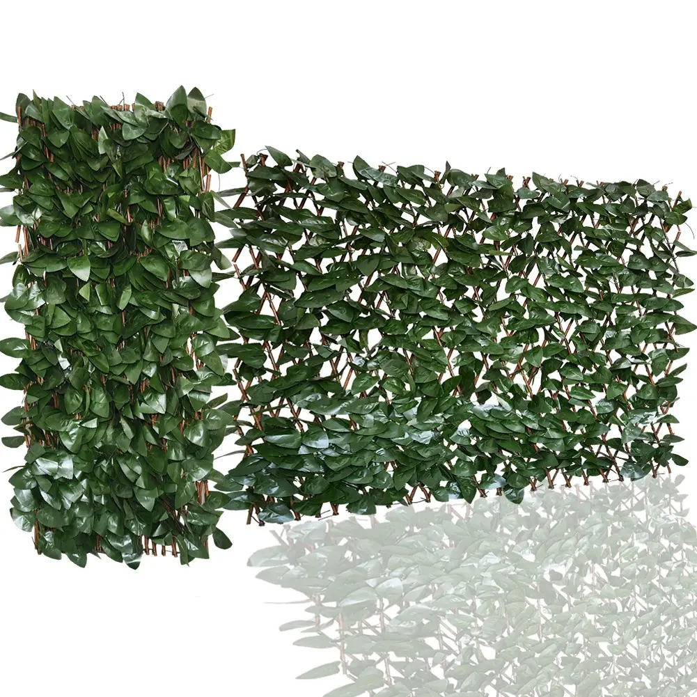 Expandable Retractable Artificial Ivy Lattice Privacy Fence Screen with Realistic Leaves, Garden Fencing Panel with Zip Ties, Porch Accessories, Deck Landscaping Decor, Vertical Garden Trellis Screening View Hider for Backyard