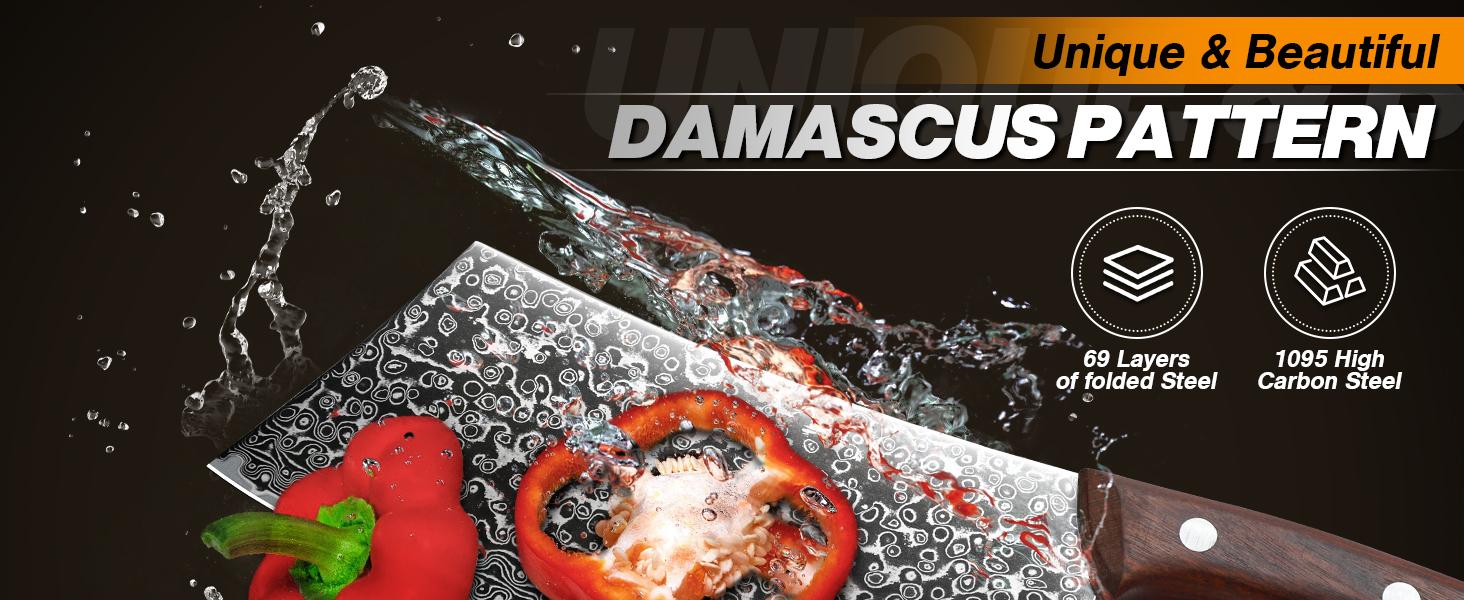 Huusk Hand Forged Meat Cleaver Knife with Sheath, Japanese Kitchen Knife for Cooking, Vegetable and Meat Cutting, Ideal for Cooking Gifts