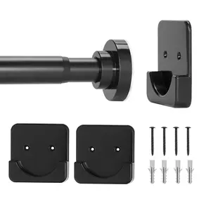 【Summervibes】VEVOR Shower Curtain Rod, 28-76 Inches, 1 Inch Diameter, Adjustable Spring Tension Stainless Steel Telescoping Rod with Holders, No Drilling Non-Slip for Bathroom, Closet, Window, Room Divider, Black