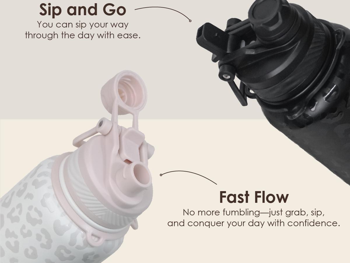 Sandjest 32oz Insulated Stainless Steel Water Bottle with Strap and Spout Lid, 100% Leak Proof, Gym Sports Travel Outdoor, Gifts for Women Christmas