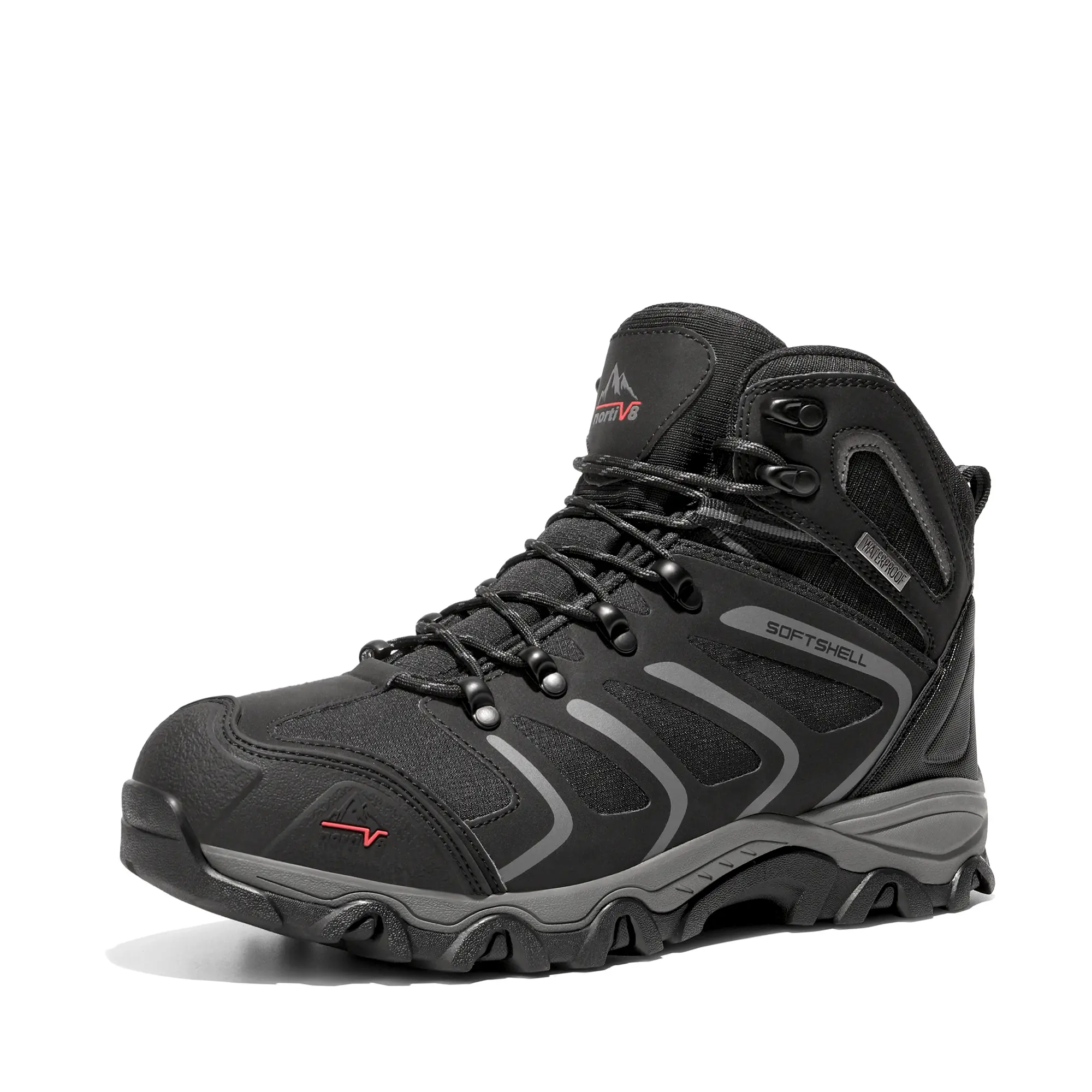 NORTIV 8 Men's & Women's Armadillo Series Wide Fit Hiking Boots, Waterproof with Cushioned Arch Support, Reinforced Toe & Slip-Resistant Sole for Trail Walking
