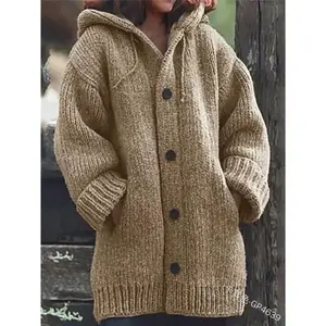 2025 Mid-Length Sweater New Cardigan Hooded Coat M107 camiseta de algodón