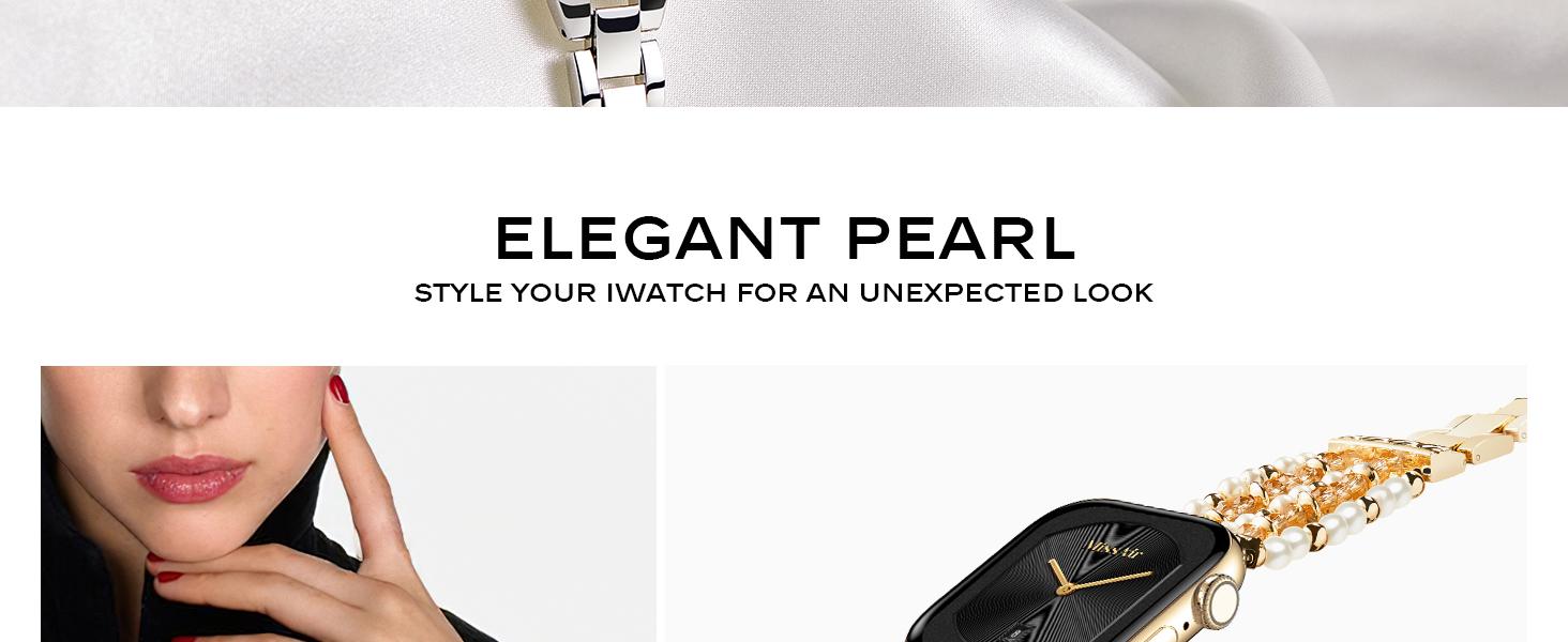 MISSAIR Luxury Bands Bohemian Style Pearl and Beaded Compatible with Apple Watch Series 10-1 SE Ultra, Adjustable Strap Durable Wearable Accessories