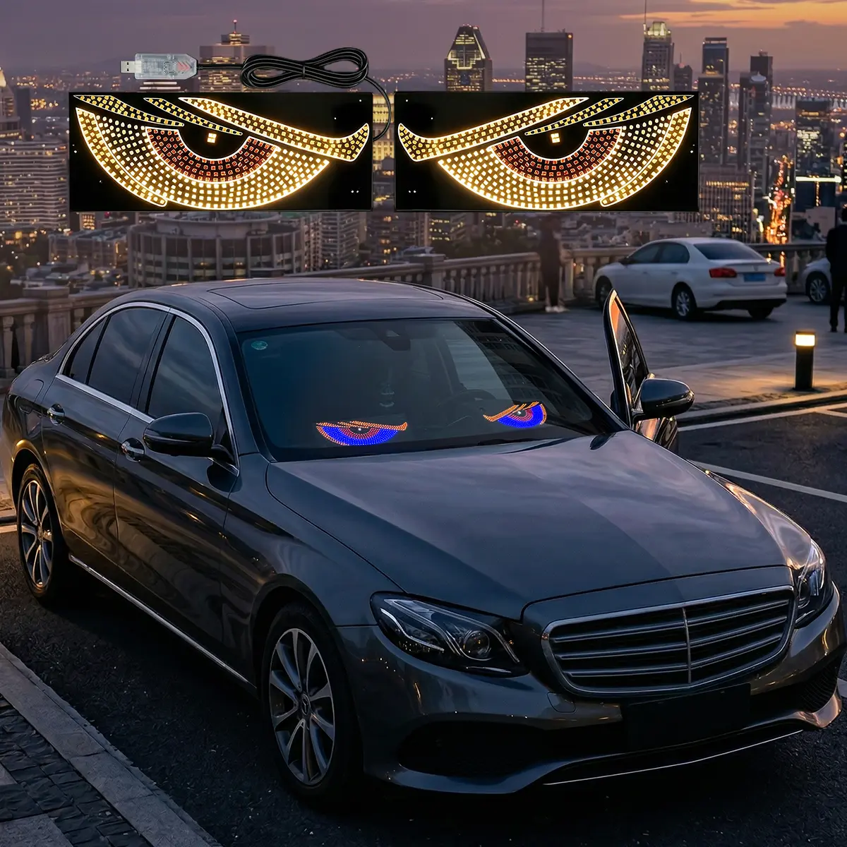 Devil’s Eye LED Car Display & Windshield Rock Lights Kit - USB-Powered Dynamic Strobe Light Module, LED Backlights, Car Stuff, Auto Accessories for Trucks, SUVs (Ideal Father's Day Gift), Car Interior Decor