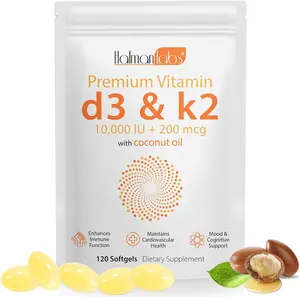 Daiasns Vitamin D3 K2 10000iu Supports Muscle & Brain Health -High-Potency D3 K2 Supplement Helps in Immune and Cardiovascular Support - 120 Softgels