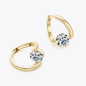 2 Carat Moissanite Heart Earrings 925 Sterling Silver Clip Earrings Gold Color Moissanite Unisex Elegant Design