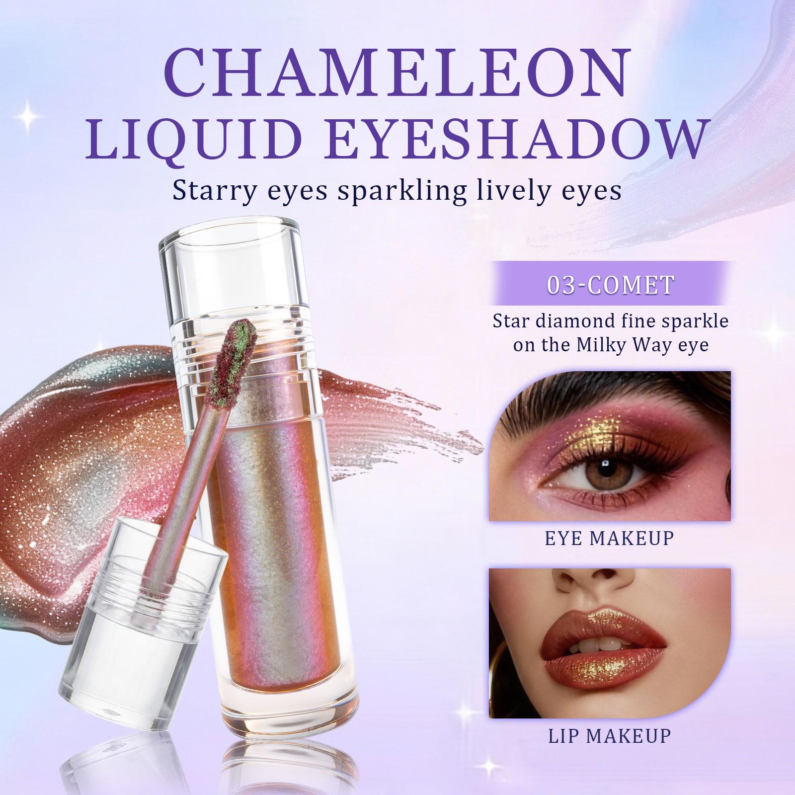 3 Colors Liquid Chameleon Glitter Eyeshadow, Metallic Liquid Chameleon Eyeshadow, Multi-Dimensional Eye Looks, Long-lasting Holographic Glitter Multichrome Eyeshadows Makeup (#03+05+06)