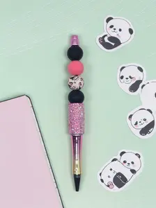🖤🎀 Kawaii Pink Leopard Sparkle Beaded Pen 🎀🖤