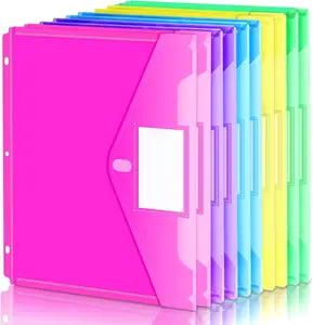 Binder Pocket, 10 Pack Super Heavyweight Plastic Folders with Tight Closure, Folders with Pockets Side Loading, Binder Organizer, Binder Dividers with Pockets, Letter Size, Assorted Colors