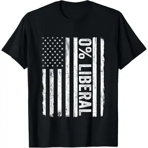 Zero Percent 0% Liberal Vintage USA Flag Pro Conservative T-Shirt