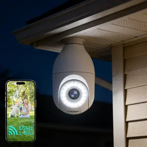 ISUNMEA Light Bulb Security Camera Wireless Outdoor Indoor, 5G&2.4G WiFi Security Cameras with Patrol Function, AI Human Detection, Motion Tracking, Two-Way Talk, Color Night Vision, Alarm, 24/7 Recording
