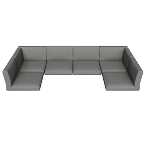 Aoxun Outdoor Replacement Cushions for Patio Furniture, Deep Seat Outdoor Cushions for 6-Seat Wicker Sectional, 14-Piece Water-Repellent Cushions for L-Shape Couch