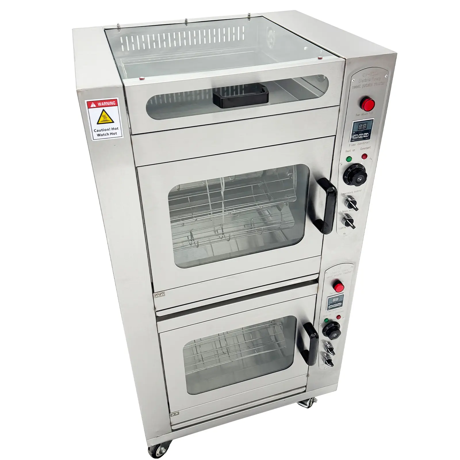 YOKOMA 220V Commercial Stainless Steel Volcanic Stone Roasted Sweet Potato Oven Electric Corn Roaster Baking Stove Grilled Machine  16 Hanging Baskets