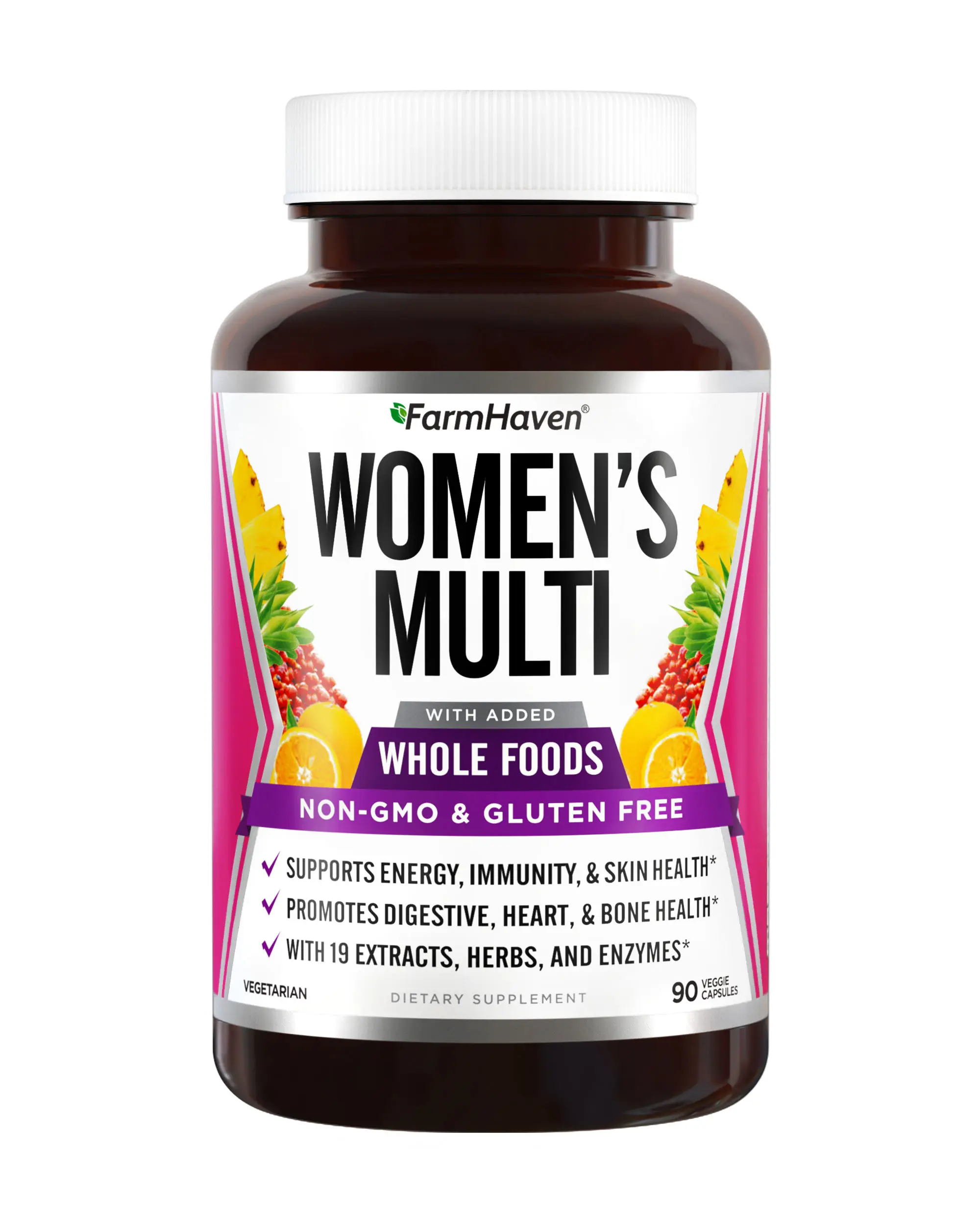 FarmHaven Multivitamin for Women - Whole Food Multivitamin with 22 Es Nutrition sential Nutrients, Supports Energy, Immunity & Heart Health, Dietary Supplement Superior Formula Healthcare Fitness Nutrition Edible Fruits