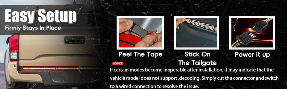 DIBMS Upgraded 60-Inch LED Tailgate Light Bar Strip with Fall Warning Signal, Arrow Turn Signals, IP67 Waterproof, Red & Amber Bright LEDs,Ambient Lighting  Lightbar