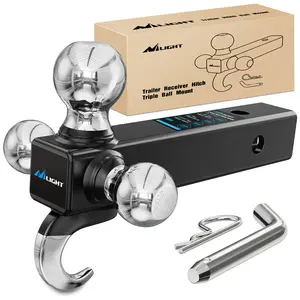 Nilight Shackle Hitch Receiver 2Inch 45000 LBs Breaking Strength 3/4" D Ring Shackle w/Trailer Hitch Pin Heavy Duty Solid Recovery Towing Kit for Trucks Jeeps Off Road Ball Mount