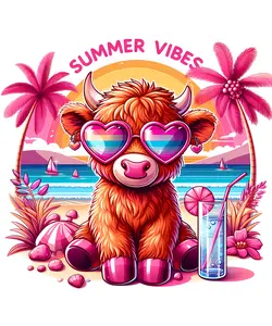 Summer, animal, heat transfer, press and peel, no shirt, made to order