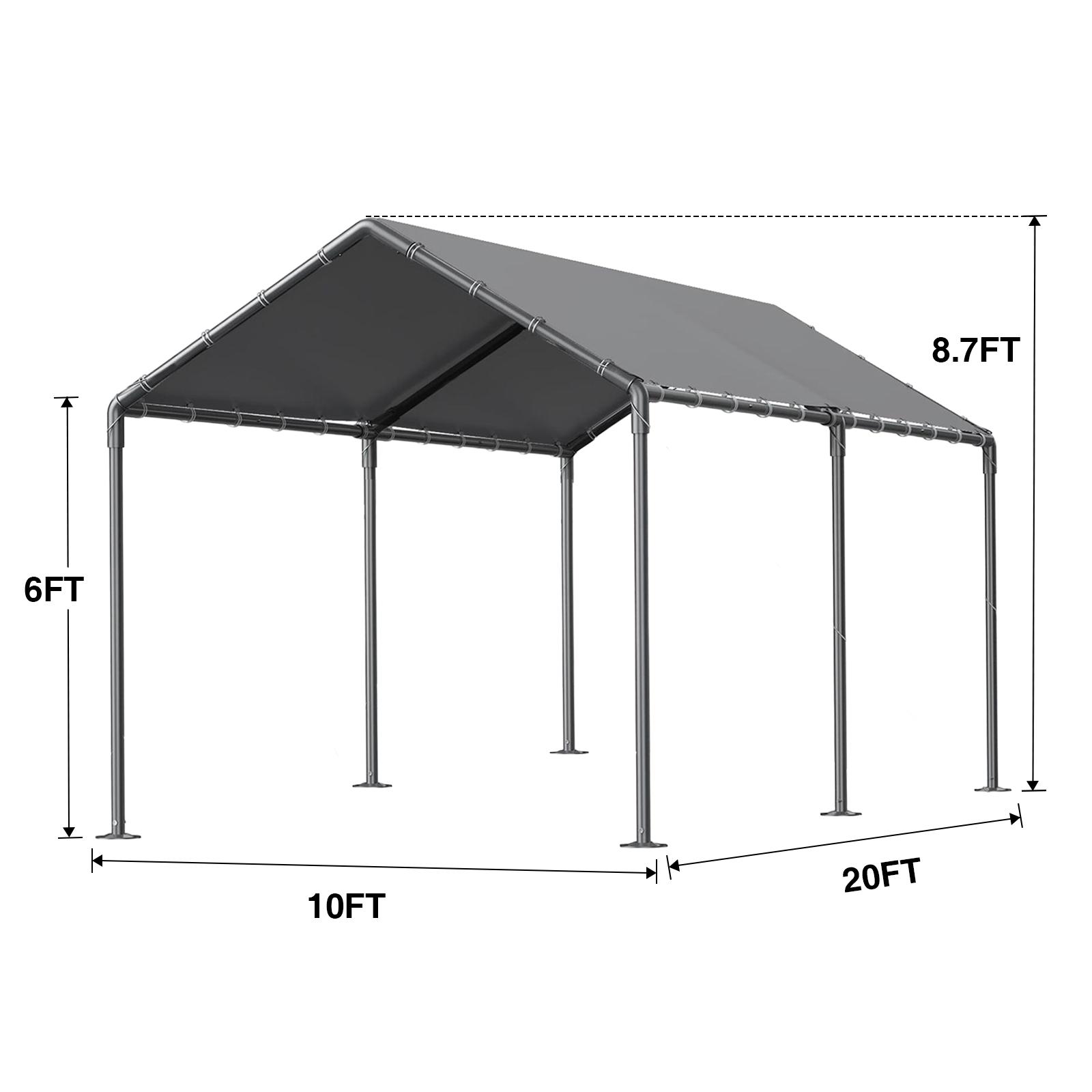 Grezone Outdoor Carport 10x20ft Heavy Duty Car Tent,Portable Garage Canopy Storage Shed,Car Shelter,All-Season Tarp Tent for Car,Party Boats Wind Protection,High Temperature Resistant Grezone Outdoor Carport 10x20ft Heavy Duty Car Tent,Portable Garage Canopy Storage Shed,Car Shelter,All-Season Tarp Tent for Car,Party Boats Wind Protection,High Temperature Resistant