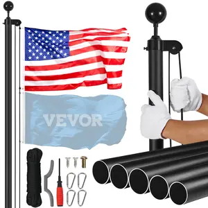 Premium Heavy-Duty Aluminum American Flag Pole Kit - 20FT/25FT/30FT Detachable Options (Black)