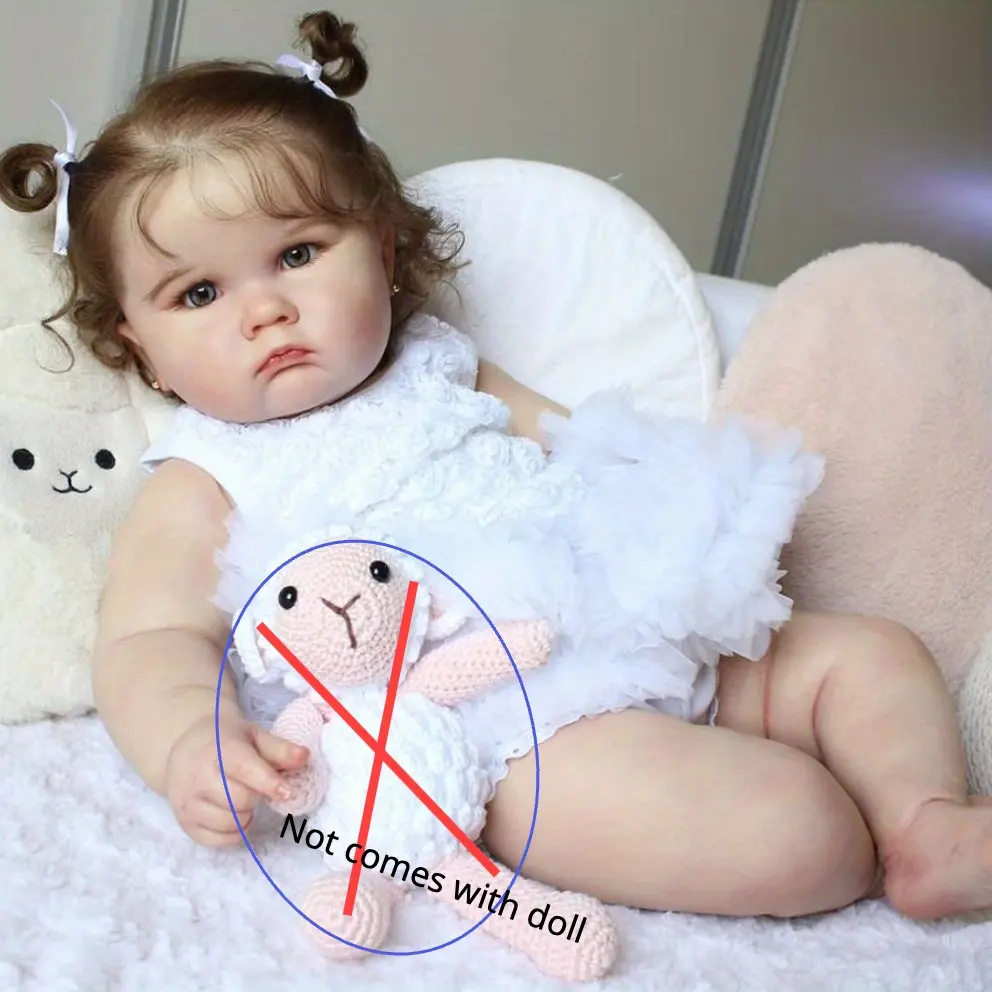 GUESSBELLY Realistic 60cm 24inch Soft Vinyl Reborn Baby Fat Big Doll with 3D-Paint Skin and Vascular Vein Toddler Toy for Girl Kids Art Gift (not including Sheep)