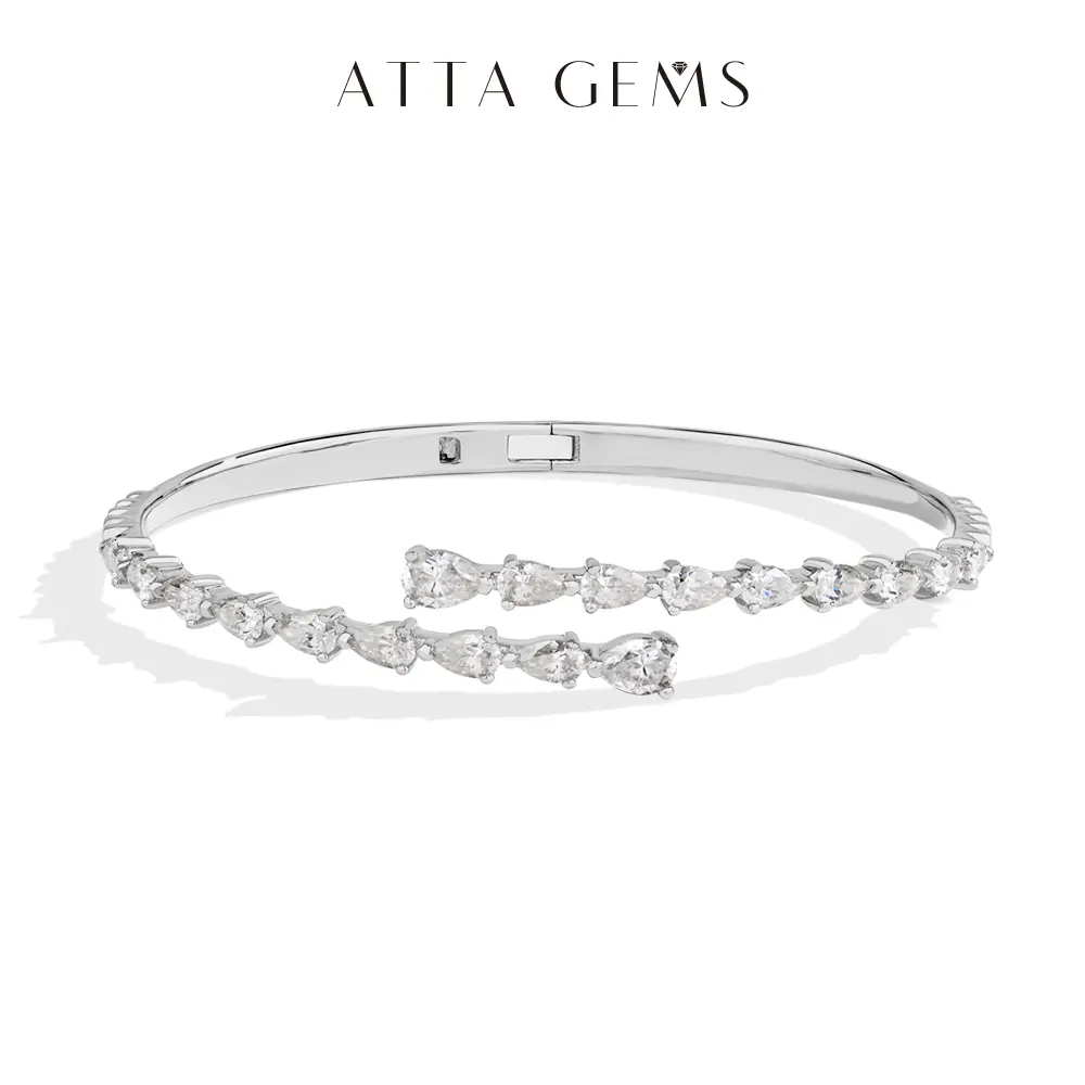 ATTAGEMS 925 Sterling Silver Exquisite Fashion Pretty Pear Shape Lab-Created Moissanite Bracelet Bangle, 0.3ct-0.5ct D Color VVS1, Women's Holiday Gifts Daily Wear Fine Jewelry B037 summerwins, Exquisite Bracelet, Fashion Bracelets